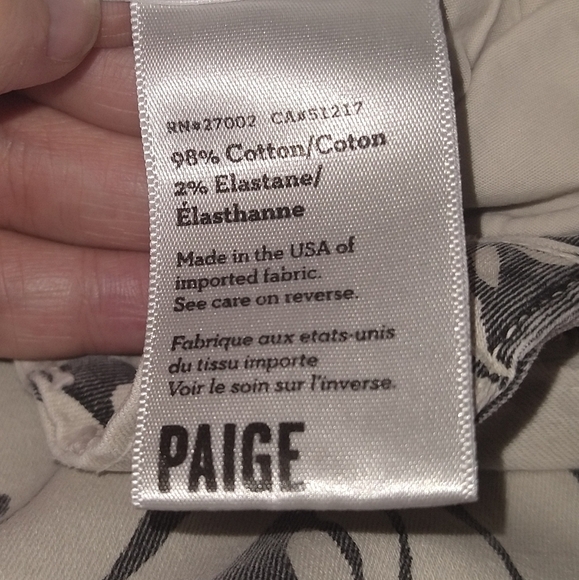 Paige Leaf Patterned Skyline Skinny Jeans Sz 26 - Picture 8 of 11